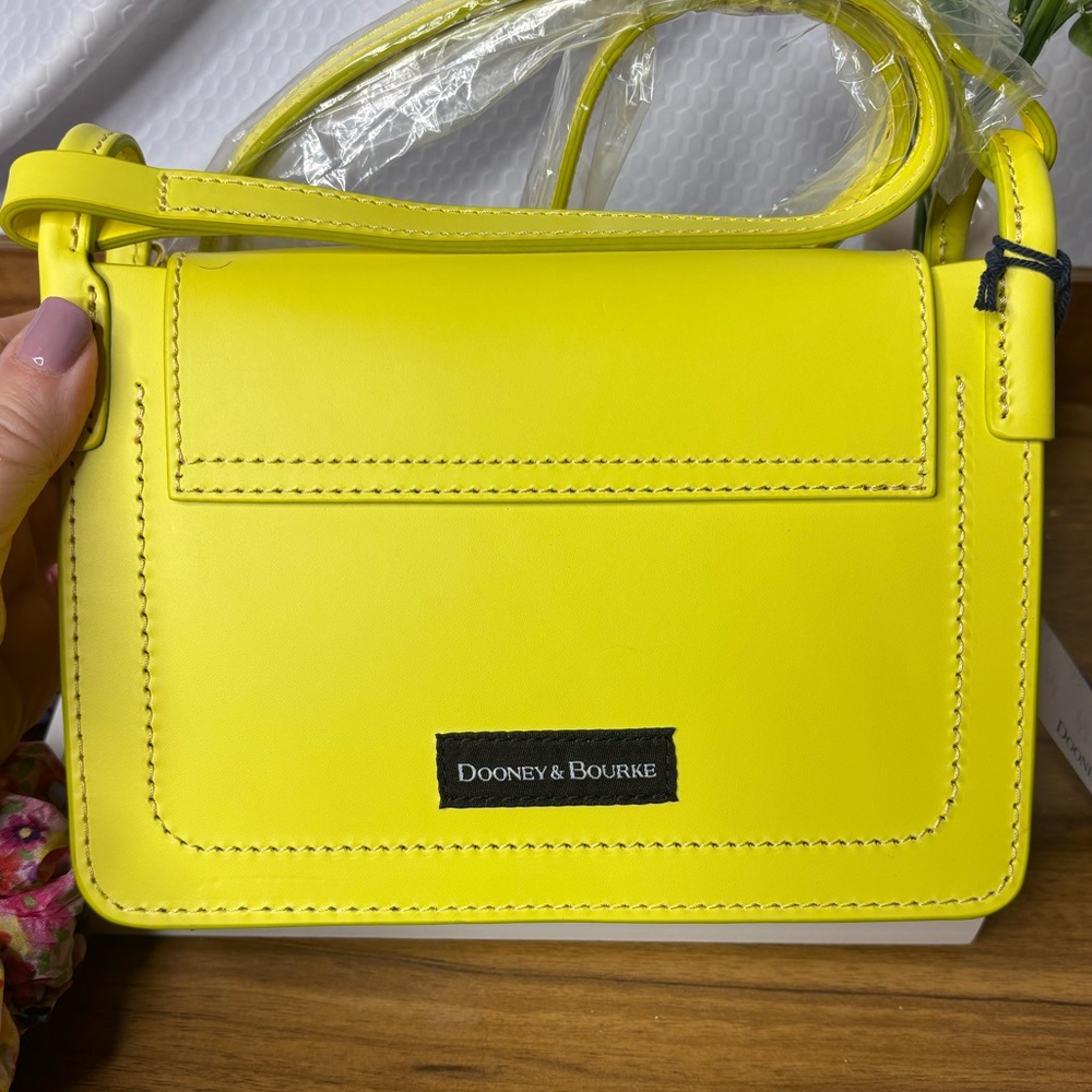 Dooney & Bourke Yellow Crossbody Bag with Crystal Swan Charm - Picture 3 of 14